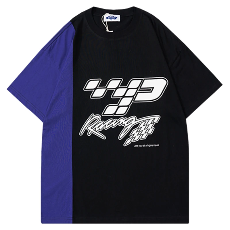 

Men Letter Print Tee Shirt 22SS Unisex Short Sleeve 100%Cotton t shirts Female Oversize O-neck White Patchwork Tops футболка