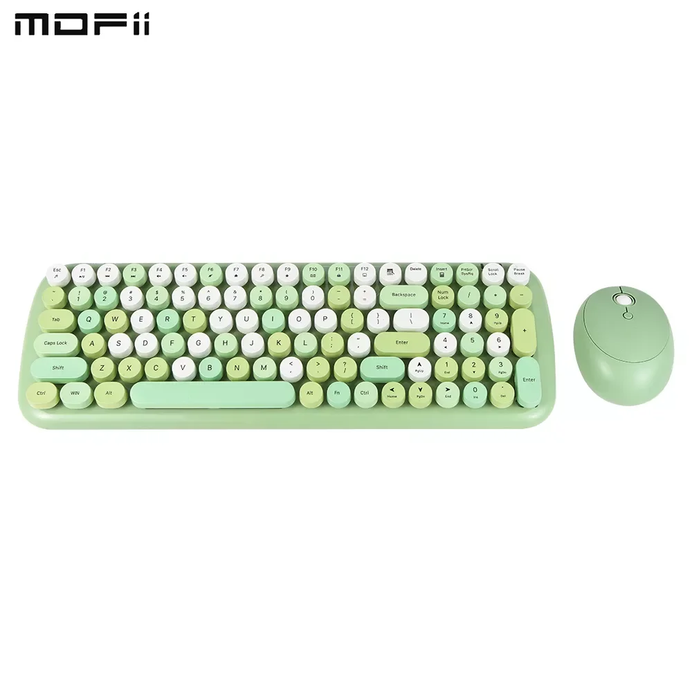

Mofii Candy XR 2.4G Wireless Keyboard Mouse Combo 100-key Round Keycaps Mixed Color Keyboard 4-key Ergonomic Mouse for Gaming