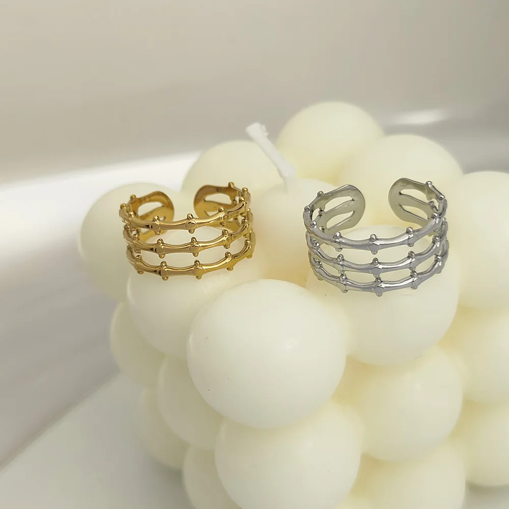 

Fashion Elegant Creative Open Adjustable Rings Punk Rings Women Vintage Three Layers Hollow Out Party Jewelry Gifts
