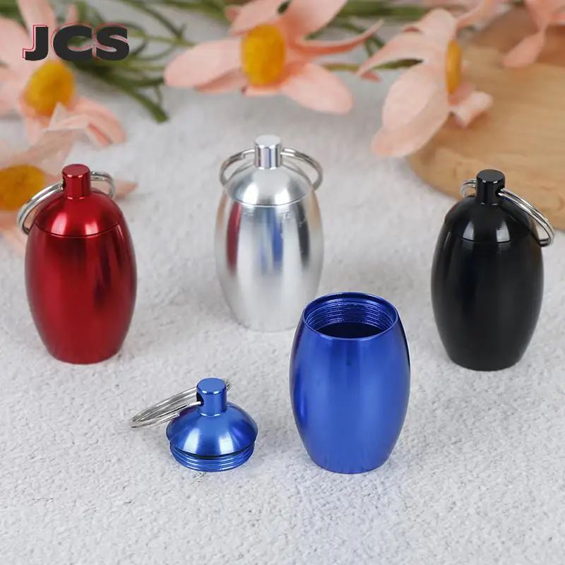 

Миниатюрный водонепроницаемый алюминиевый контейнер для таблеток, кеш для лекарств с брелоком для кемпинга, путешествий, портативная капсула для таблеток, уличный инструмент