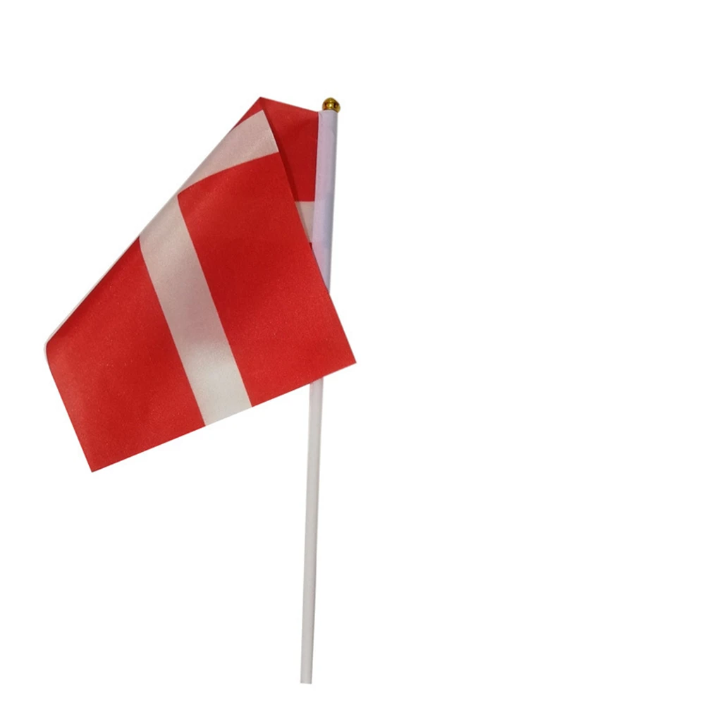 10Pcs/Set Denmark Handflag Banner Hand Held Plastic Pole The Danish National Mini Flag Celebration Ceremony Accessories - купить по