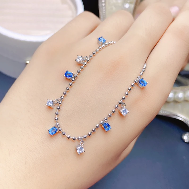 Женский браслет из серебра 925 пробы с натуральным топазом