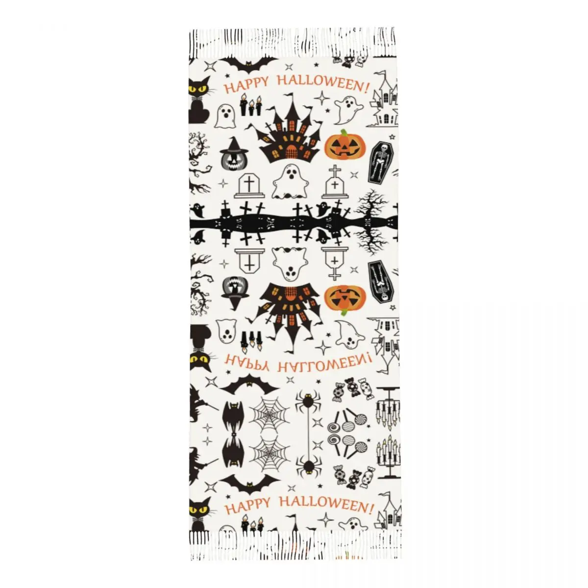 Мужской шарф с длинным ворсом и бахромой в стиле Хэллоуин