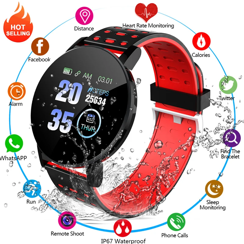 

Мужские Водонепроницаемые Смарт-часы с пульсометром и тонометром