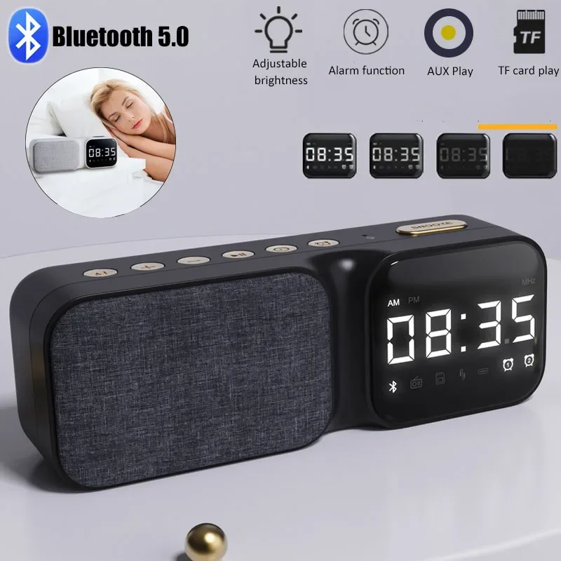 Фото HIFI басовая стерео звуковая система, беспроводная звуковая панель, поддержка TF-карты, AUX-будильник, громкая связь, портативный беспроводной сабвуфер №2