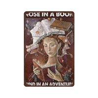 shabby durable thick metal signnose in a book mind in an adventure tin signvintage wall decor%ef%bc%8cnovelty signs for home kitchen c