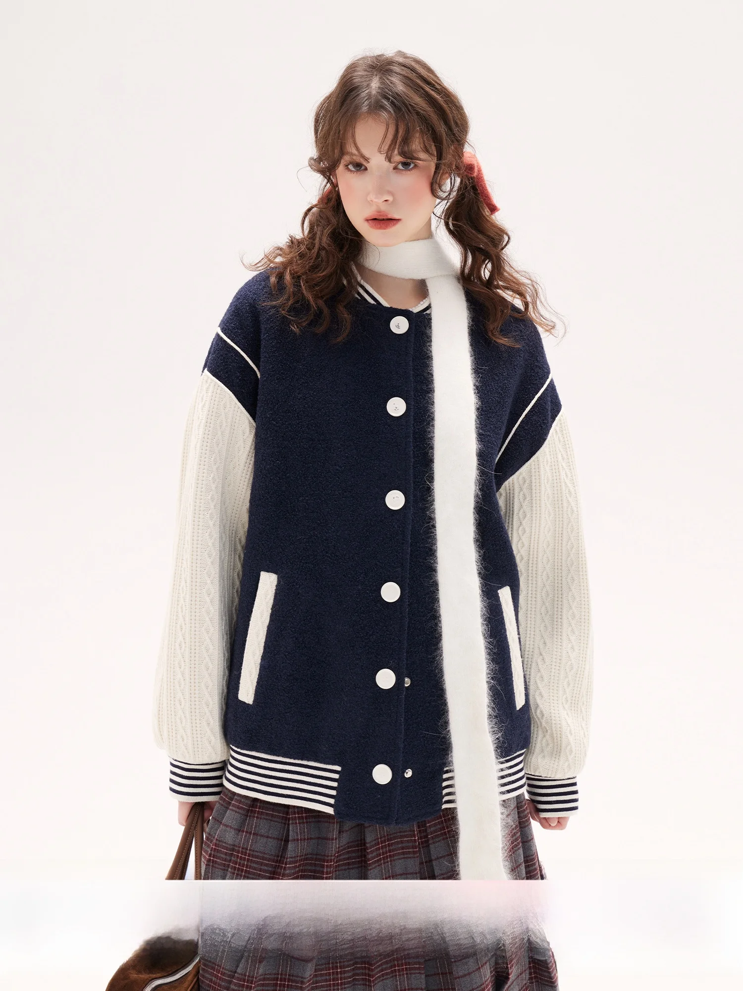 2024 зимняя шерстяная куртка в консервативном стиле женская американская цветная