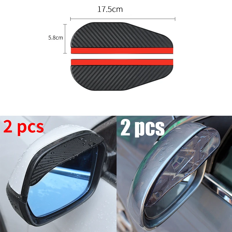 

2pcs Black Transparent Universal Auto Parts Car Rearview Mirror Rain Shield Rain Eyebrow Rain Cover Thickened Carbon Fiber