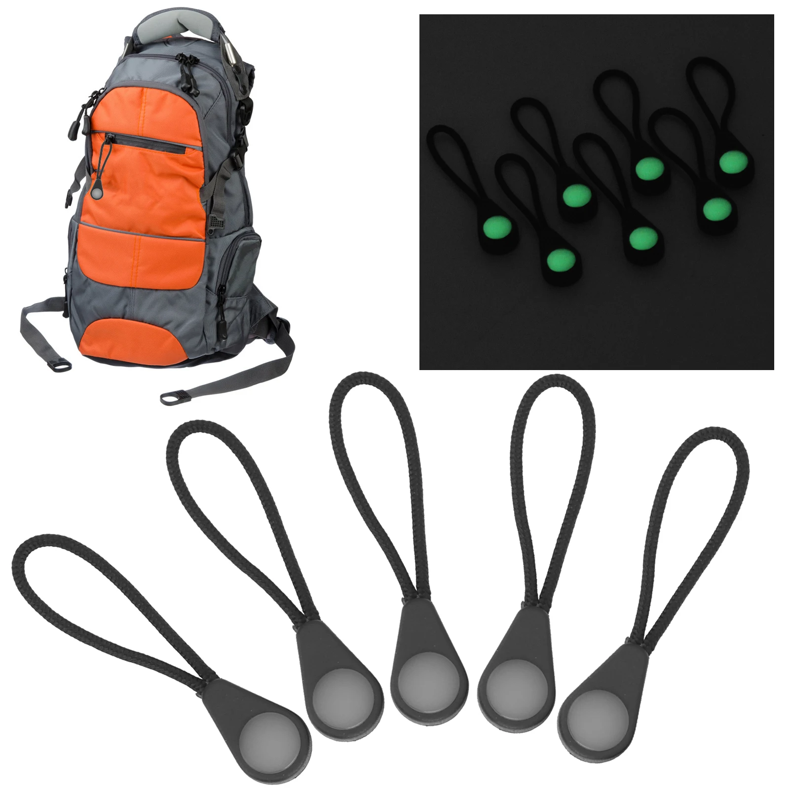 

20Pcs Backpack Zipper Puller Head GlowintheDark AntiLost For Outdoor Mountaineering Camping