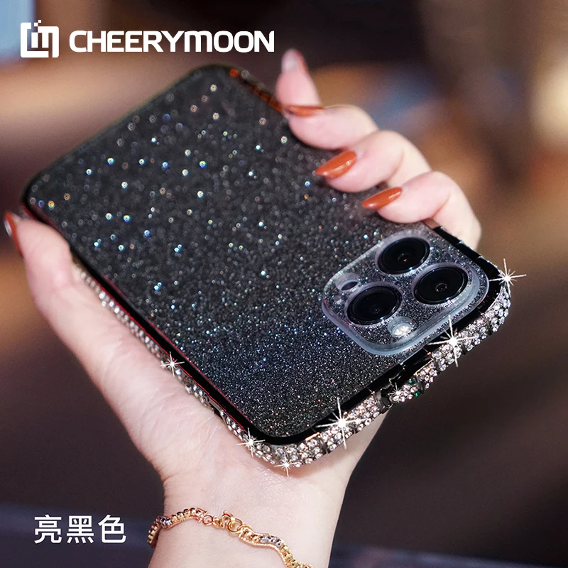 

Snake Bumper+Acrylic Glitter Camera Lens Back Hard Sticker For iPhone 13 12 11 Pro Max SE2 XS Max XR X 7 Xsmax 8 Plus Case Cover