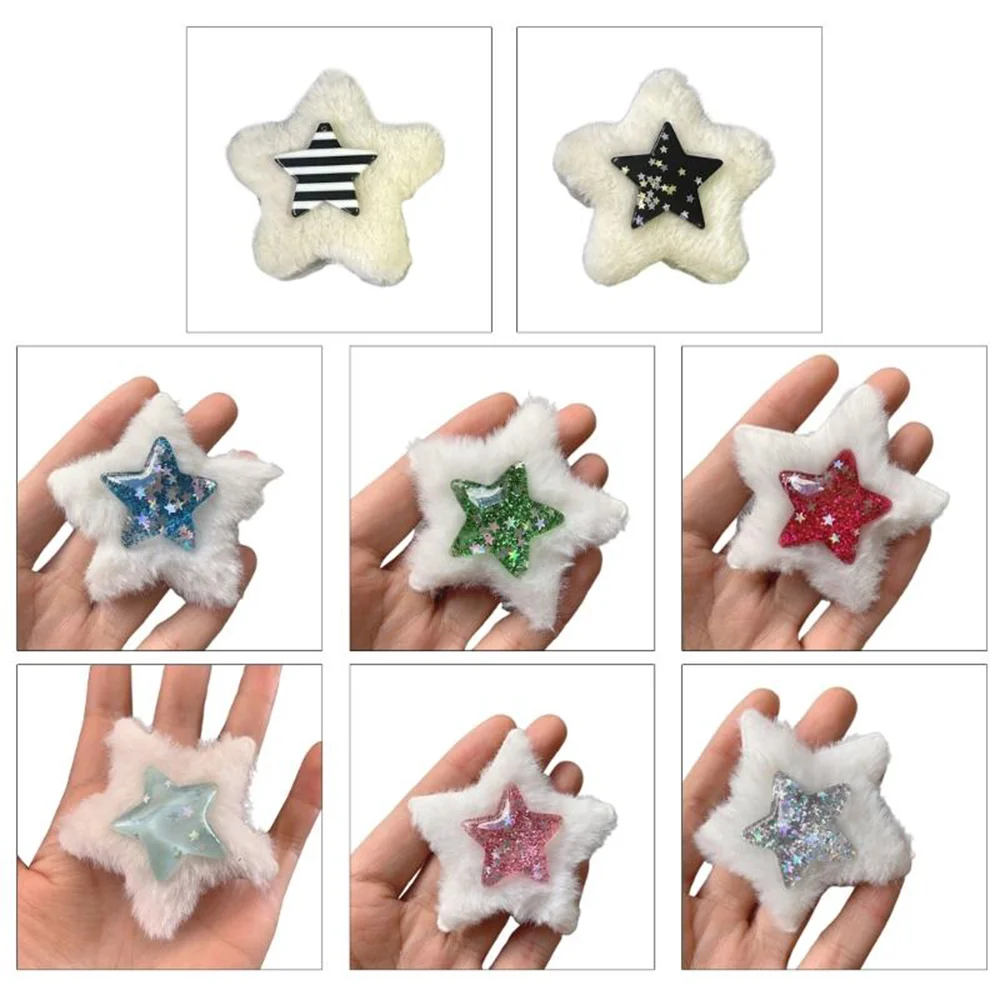 

Japanese Hand-Made Plush Hairpin Y2k Girls Colorful Pentagram Sequined Hairpin Bangs Side Clip Hairstyle Matching Accessories