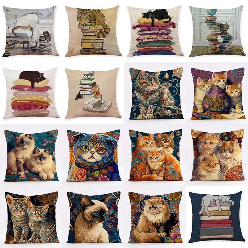Новинка искусство роспись котенок печать наволочка для дивана животный дизайн