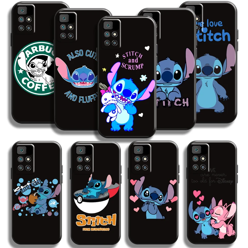 

Cartoon Cute Lilo Stitch Phone Case For Xiaomi Redmi 10 6.5 Inch Liquid Silicon Black Back Silicone Cover