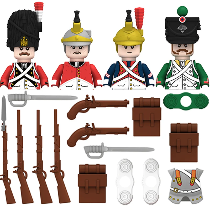 Military Building Blocks Solider Figures Gifts Weapon Guns Napoleonic Wars Dragon Cavalry Light Infantry Army Toys For Kids