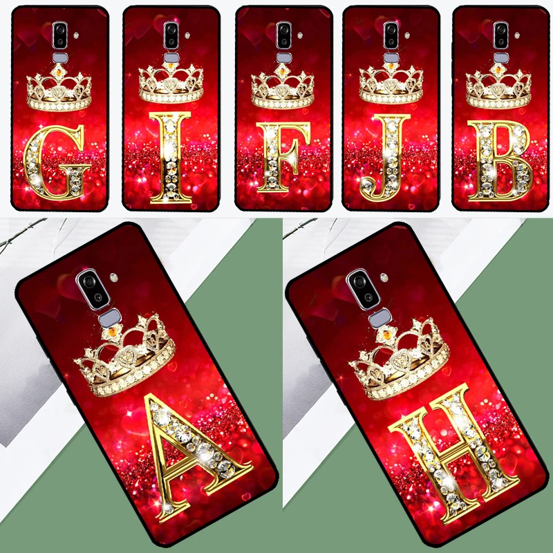 Red Diamonds Letter Case For Samsung Galaxy A3 A5 J1 2016 J3 J5 J7 2017 A6 A7 A8 A9 2018 J8 J4 J6 Plus Cover