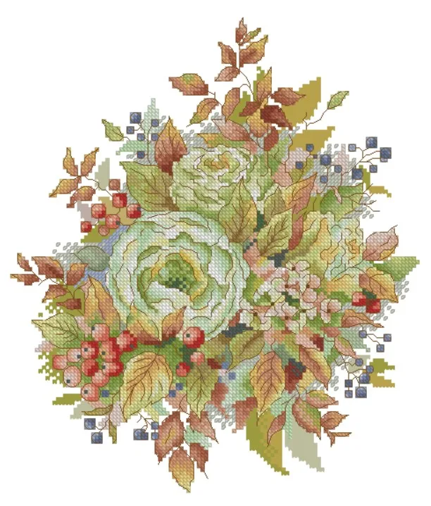 

Cross Stitch 14CT Ecological Cotton Threads Embroidery Home Decoration Hanging Letter 20097 Autumn Flowers and Fruit Pulp