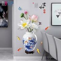 13 kinds chinese style vase wall stickers fashion flower home decor for living room bedroom creative pvc vinyl room decoration