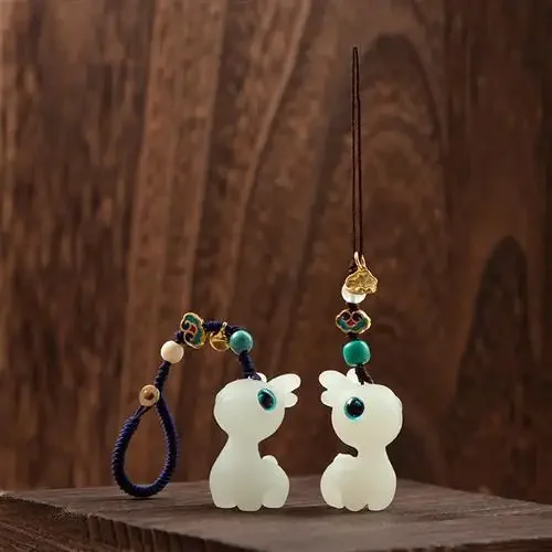 Светящийся брелок с камнем оленя креативный тканый веревочный ручной работы