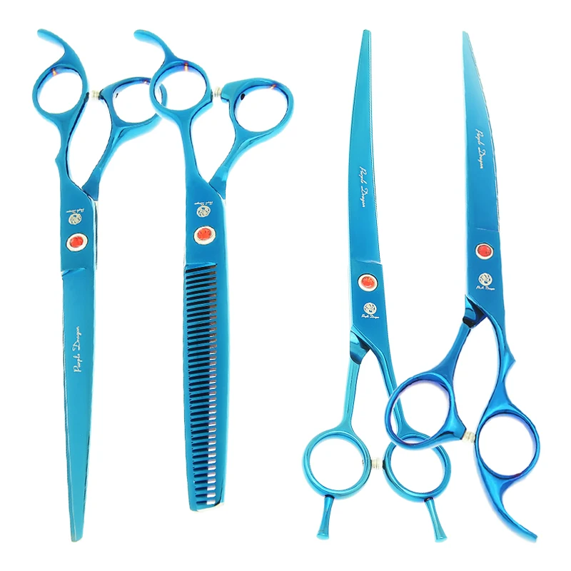 

Фиолетовый дракон 8 "Pet прямые изогнутые ножницы для резки Япония 440C собак стрижка мех истончение Tijeras аксессуары для домашних животных B0048B