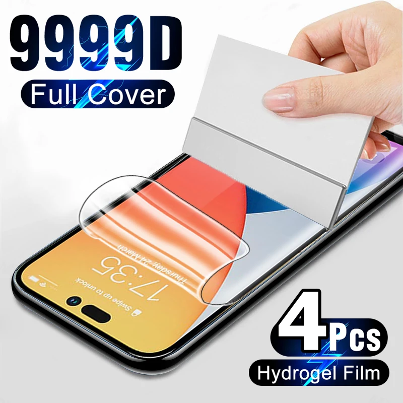 4Pcs Hydrogel Film For iPhone 14 11 12 13 Pro Max mini Screen Protector For iPhone8 7 Plus 7 8 SE 2020 2022 Full Cover Not Glass