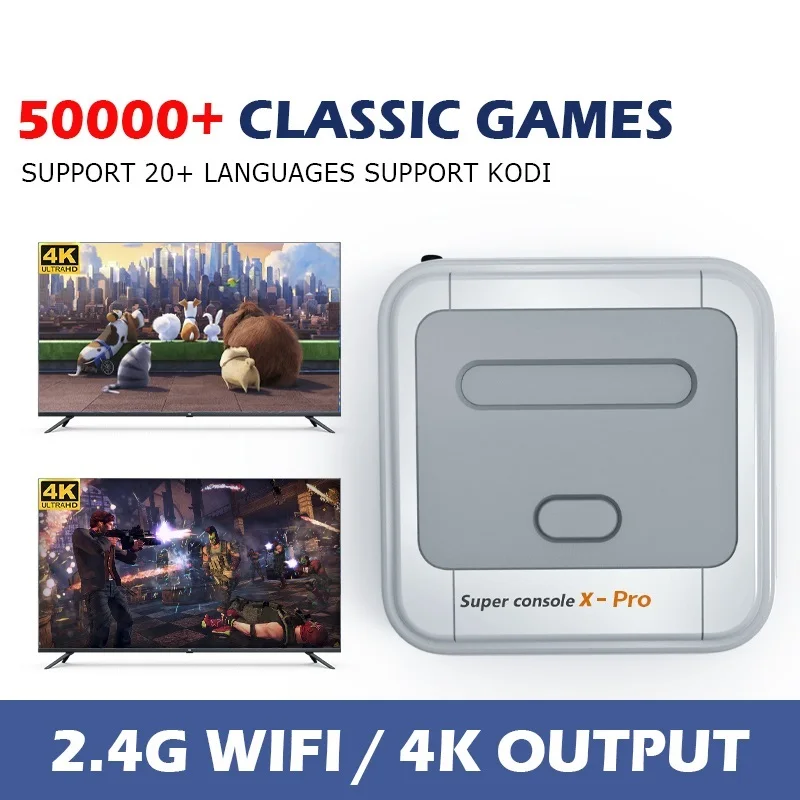 

4K Mini Video Game Consoles With 50000 Retro Games Super Console X Pro For PSP/PS1/N64 Dual System TV Game Player With 2 Gamepad