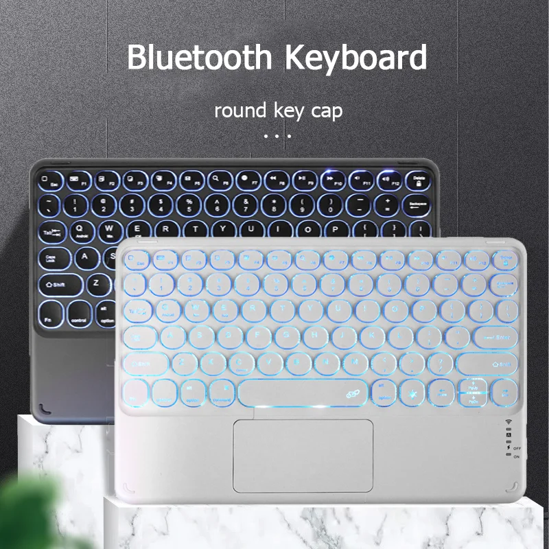 

Mini Wireless Bluetooth Keyboard With Touchpad Silent Touch Keypad RGB Backlit Keyboard For iPad Apple Mac Laptop Win Android PC