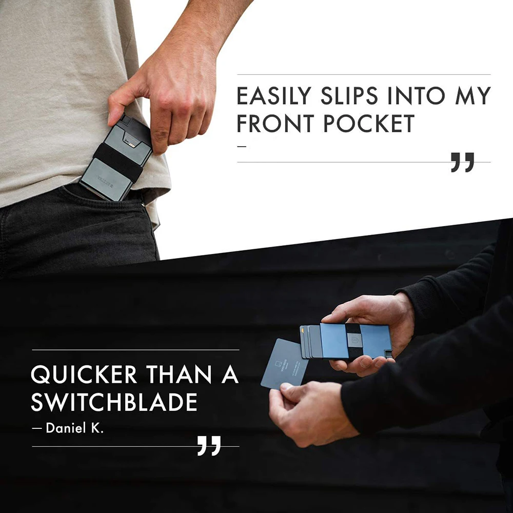 Aluminum Cardholder Slim Minimalist Wallet Expandable Backplate RFID Blocking Layer ID Card Credit Card Cases Thin Card Holder