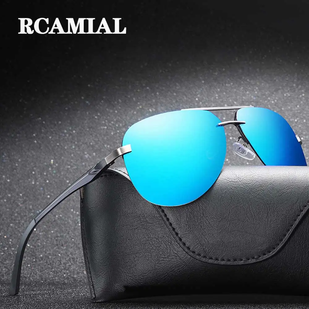 Купи RCAMIAL Sunglasses Polarized Mirror Lens UV400 Metal Frame Fashion Car Driving Sun Glasses For Men Women 143 за 839 рублей в магазине AliExpress