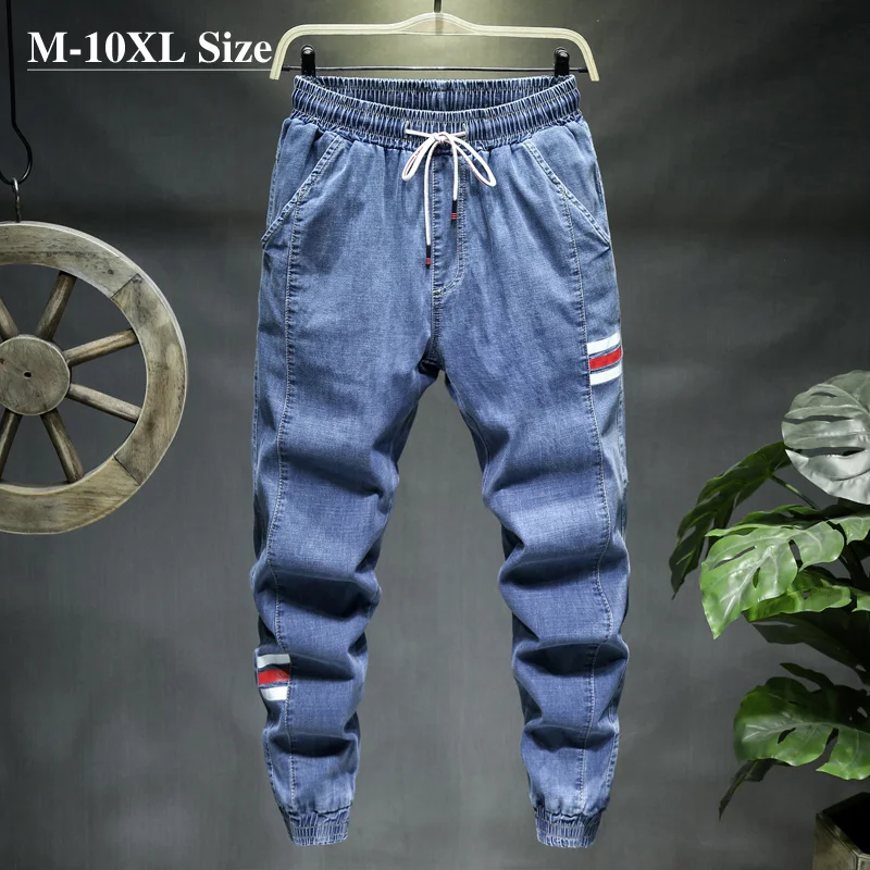 

Plus Size 7XL 8XL 9XL 10XL Men's Jeans Fashion Casual Jogger Harem Denim Pants 3 Colors Hip Hop Splice Slim Male Trousers