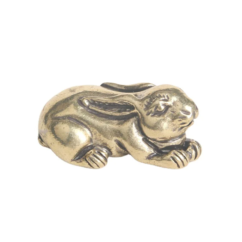 Латунные статуэтки в стиле ретро с милым Кроликом бронзовые миниатюрные поделки
