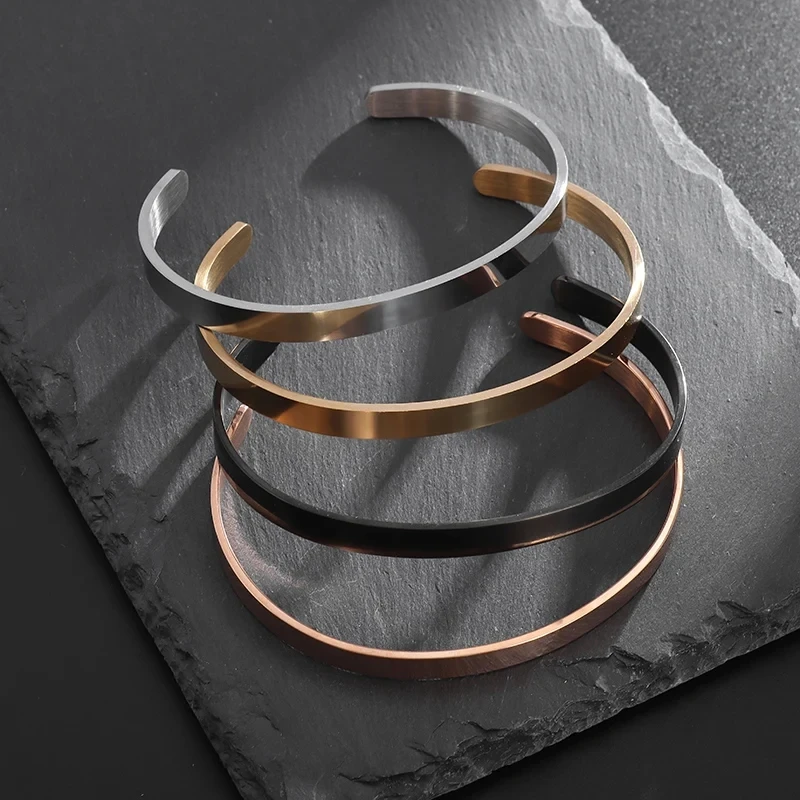 Высокое качество титановая сталь полированная форма C 6 мм открытый браслет