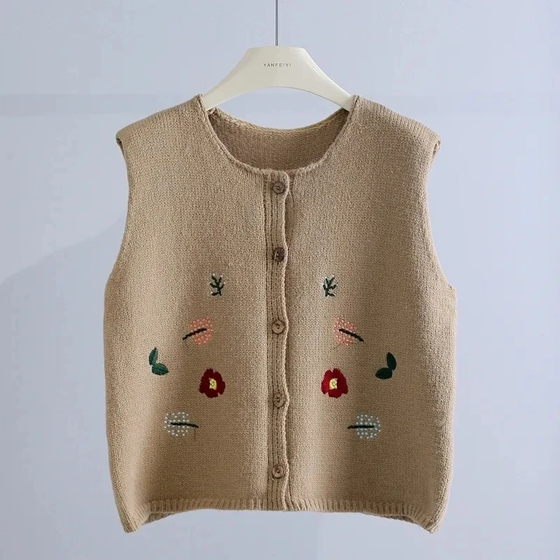 

Детский винтажный жилет с вышивкой, верхняя одежда без рукавов для мальчиков и девочек на весну и осень, свитер, Свободный Повседневный вязаный кардиган, жилет