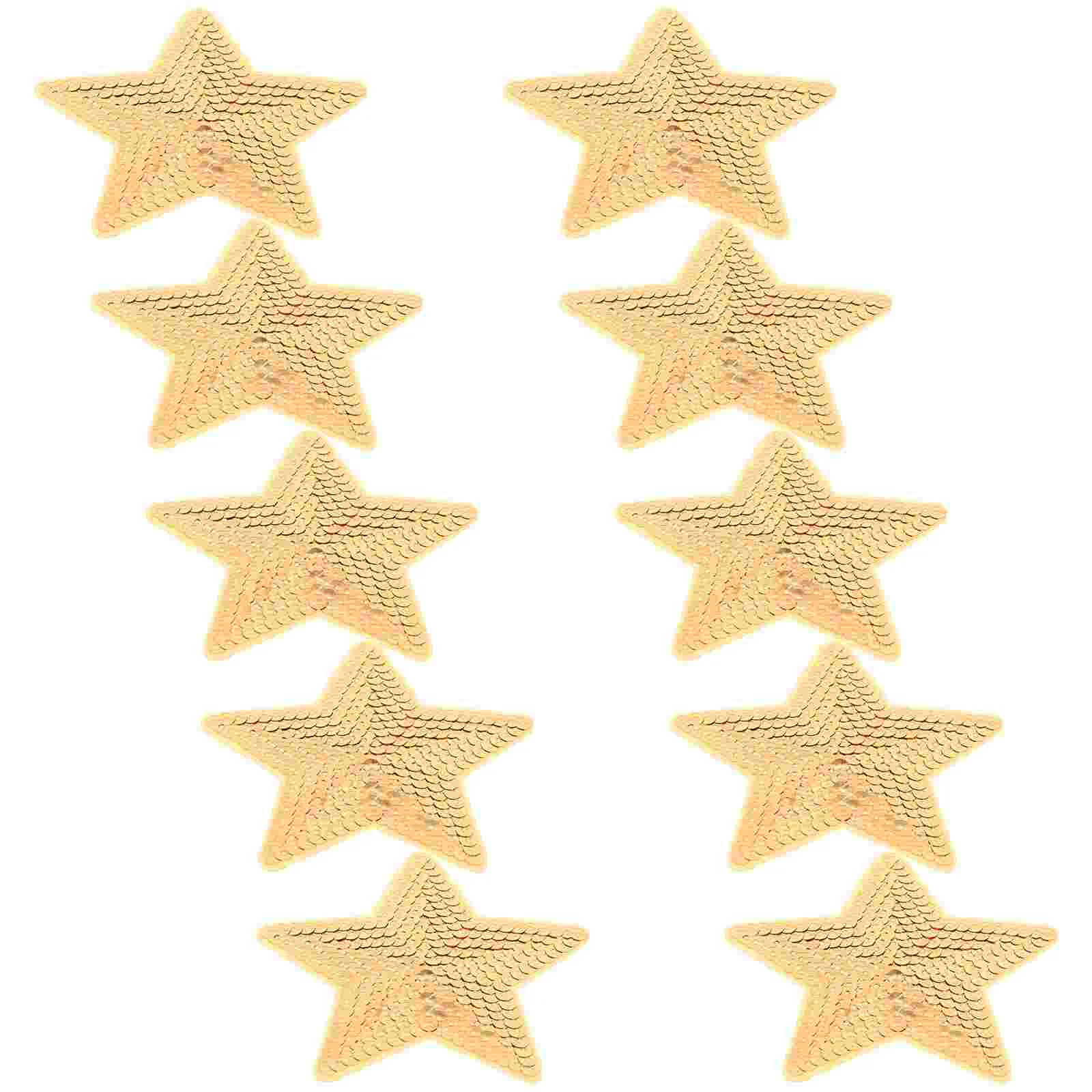 10 PC Star Shaped Diamond Clothes Stick Italian Charm Bracelet Patches for Sewing Embroidered Gold Trim