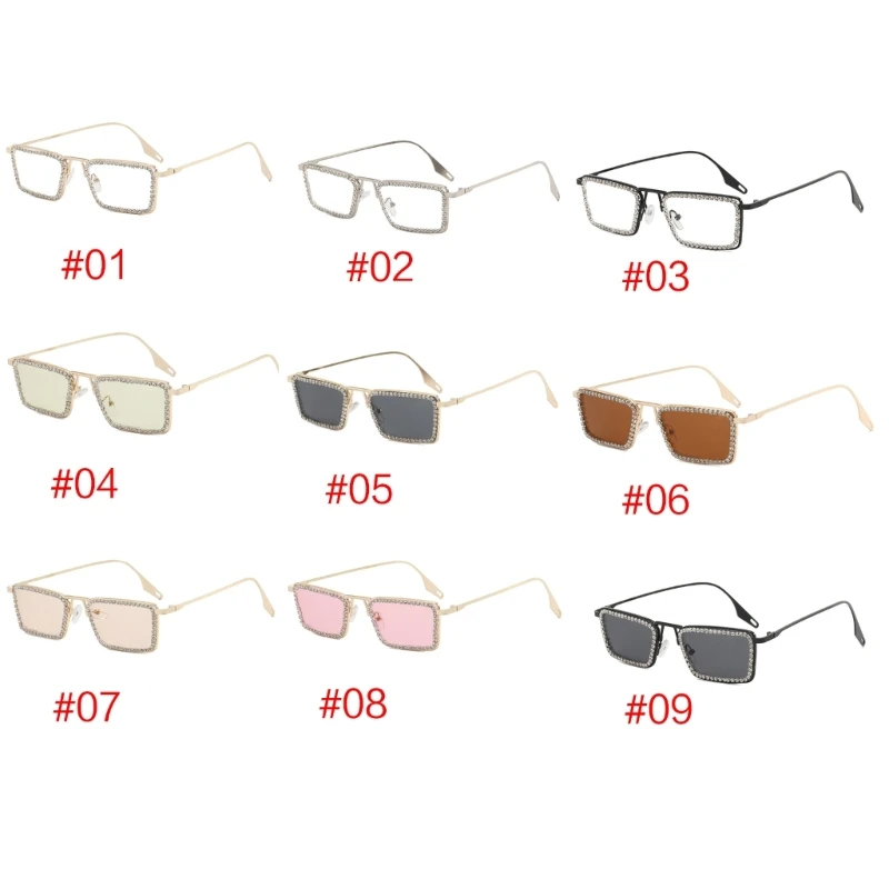 

Женские очки, сверкающие очки, квадратные солнцезащитные очки с металлической оправой