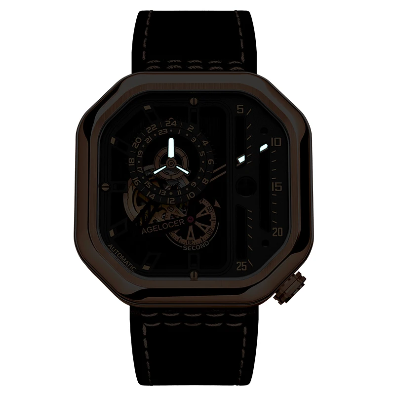 AGELOCER механические Автоматические Мужские часы запас хода 42 часа квадратные