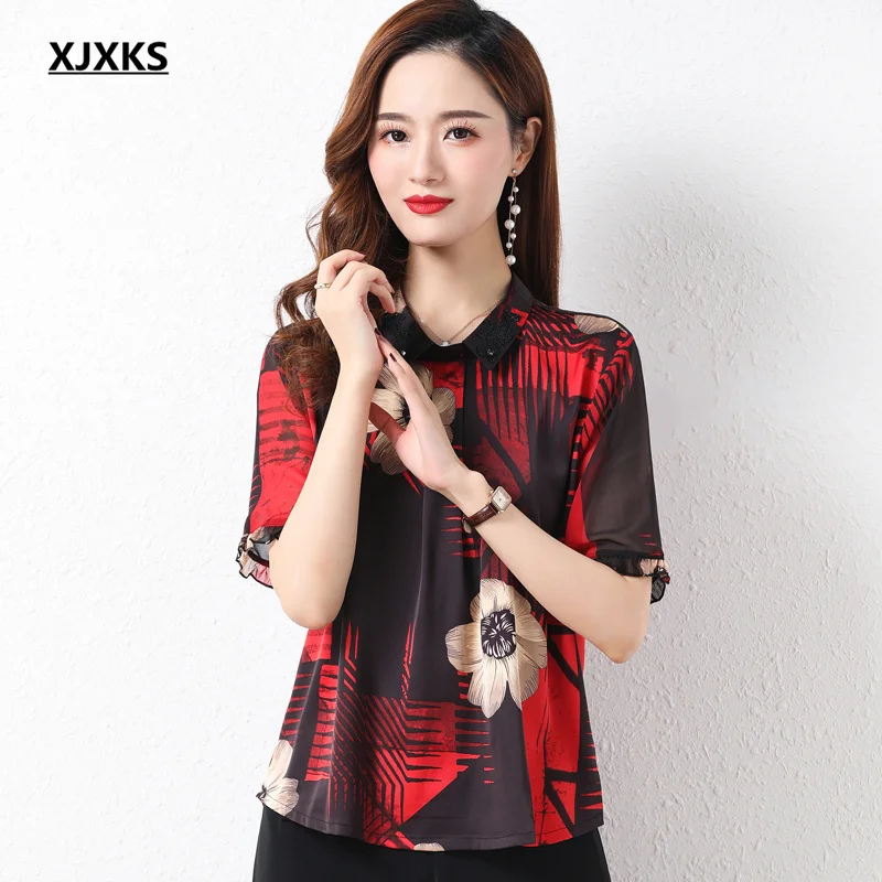 

Женская блузка с отложным воротником, с принтом