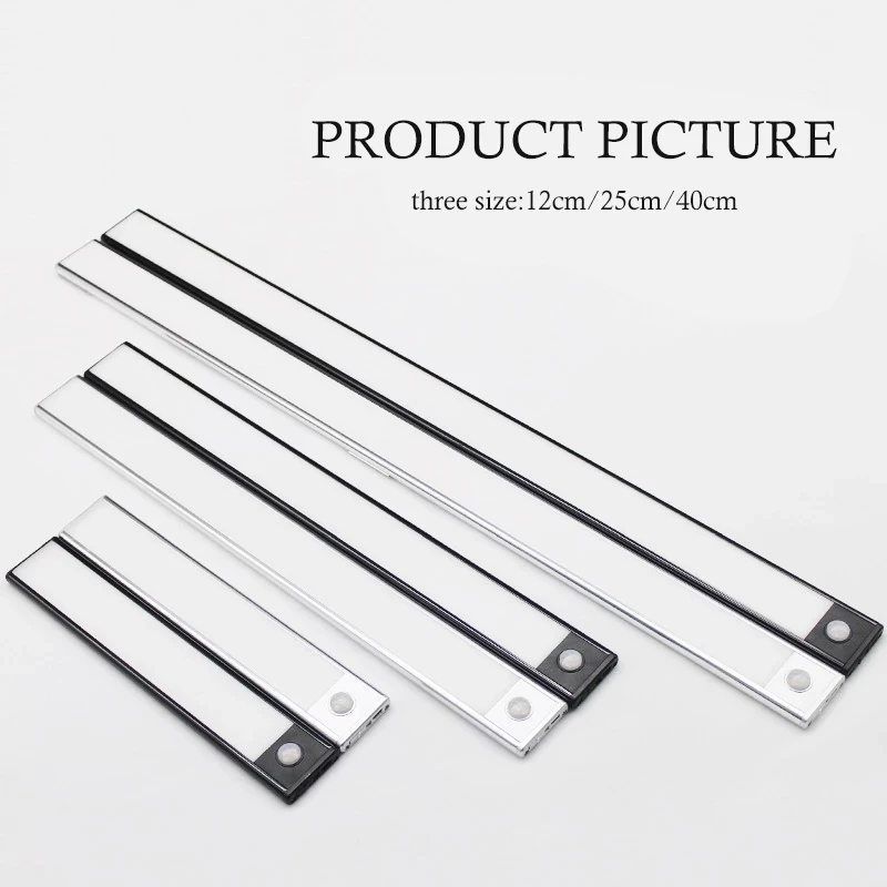 

LED Cabinet Light Ultra-Thin 20/40/60CM Light Bar USB Chargeable Motion Sensor Kitchen Staircase Lamp Aluminum Alloy Night Light
