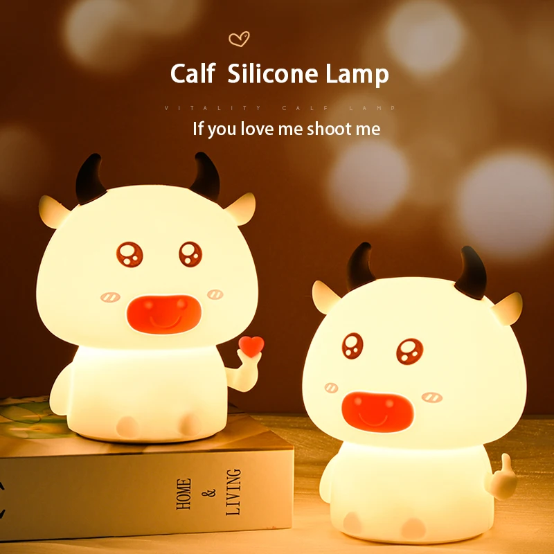 Colorful Life LED Cute Calf Silicone Lamp Remote Control  Night Light for Children Room Bedroom Desktop Decor Holiday Gift