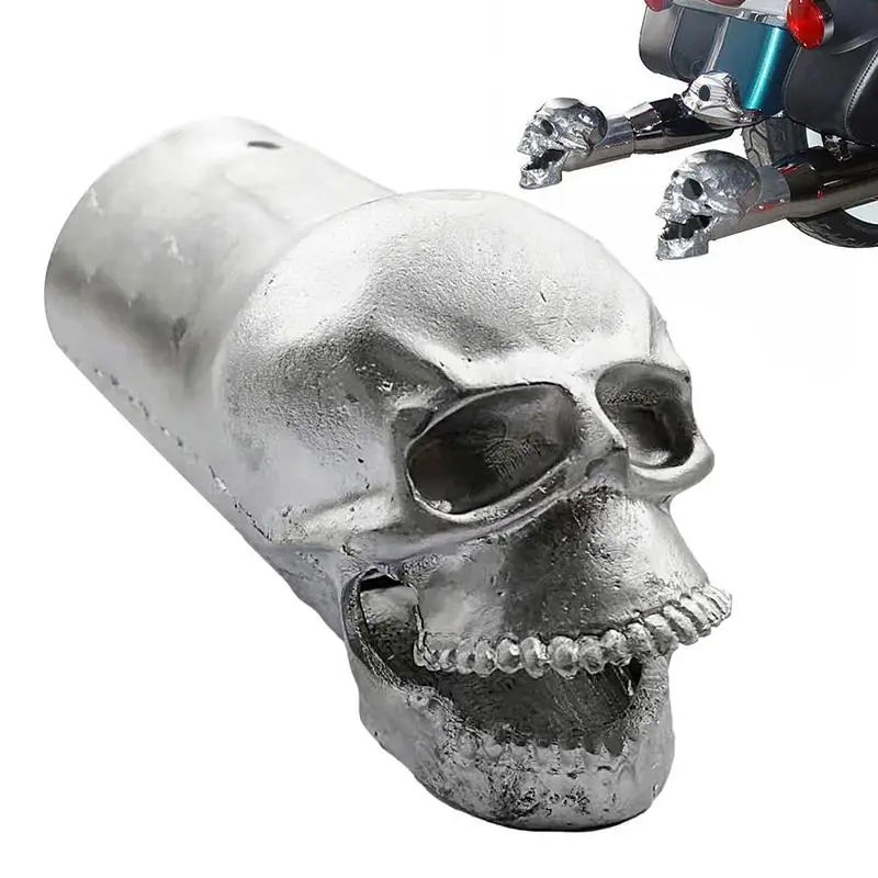 

Motorcycle Exhaust Tip Skull Exhaust Pipe Decoration Universal Motorbike Exhaust Pipe Decorations Solid Metal Skull Exhaust Pipe