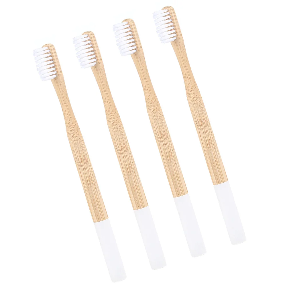 

4pcs Biodegradable Friendly Toothbrushes for Travel Home Use ( White )