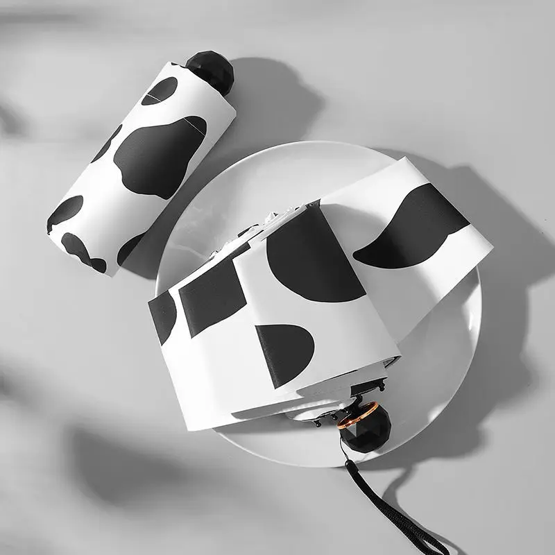 

Mini portable 50% off Automatic Sun umbrella Cow black and white pattern creative women's umbrella