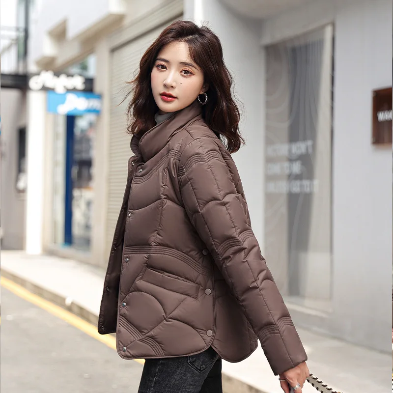 2022 New Products Down Padded Jacket Women Short Fashion Stand-up Collar Light Short Oversized Parkas Winter Coat Free Shipping