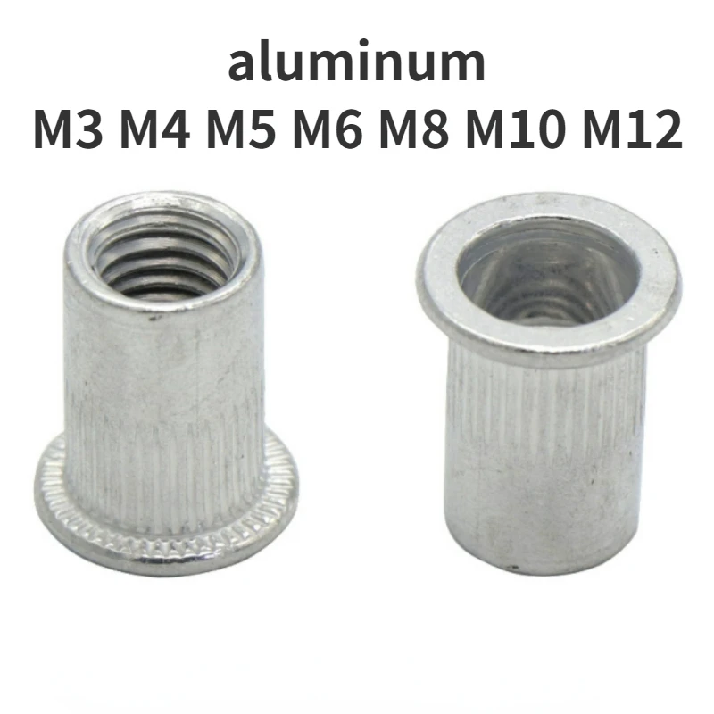

20/50Pcs M3 M4 M5 M6 M8 M10 M12 Aluminum Alloy Rivnut Flat Head Threaded Rivet Insert Nutsert Cap Rivet Nut Class 4.8