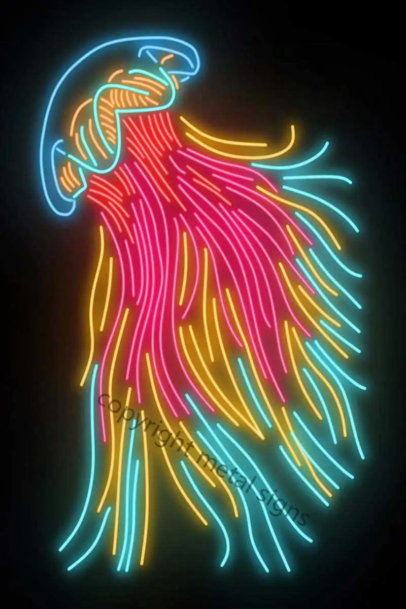 

Неоновая вывеска Jellyfish, Настенный декор в стиле ретро, винтажная металлическая вывеска, жестяные пластины, неоновая вывеска для клуба, мужск...