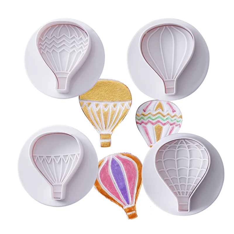 

4Pcs Hot Air Balloon Shape Fondant Cake Decorating Pastry Sugar Craft Biscuit Cutter Cookie Chocolates Mold Stamp Kitchen Tools
