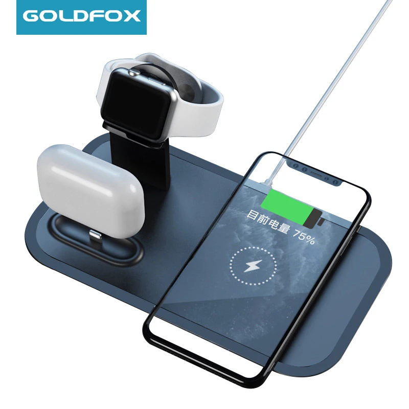 Беспроводное зарядное устройство 3 в 1 для Airpods Apple watch, беспроводная зарядная станция 10 Вт, подставка для быстрой беспроводной зарядки для iphone 11 Samsung