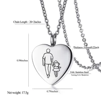 new stainless steel ashes necklace heart shaped cremation jewelry funeral coffin casket memorial jewelry