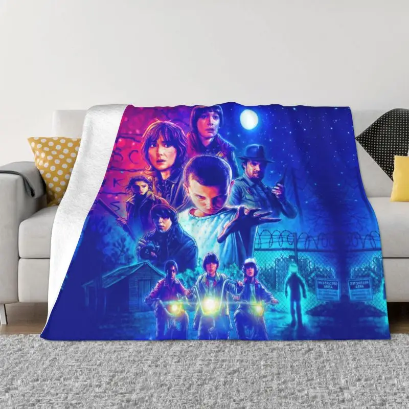 

Stranger Things Pattern Blankets Warm Flannel Throw Blanket for Bedding Couch Bedspread