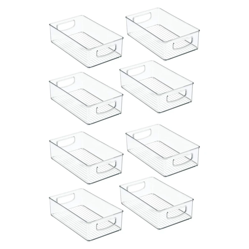 

8 Pack Pantry & Refrigerator Organizer Bins For Kitchen And Cabinet Storage,Stackable Food Bins With Handles