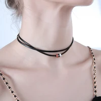 choker fashion people tri color ring double hipster choker niche style ins cool collarbone chain necklace best gift wholesale